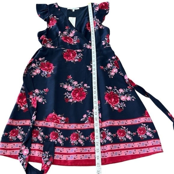 NWT Collective Concept (Nordstrom) Flutter Faux Wrap Dress Small Navy Floral - Picture 4 of 13